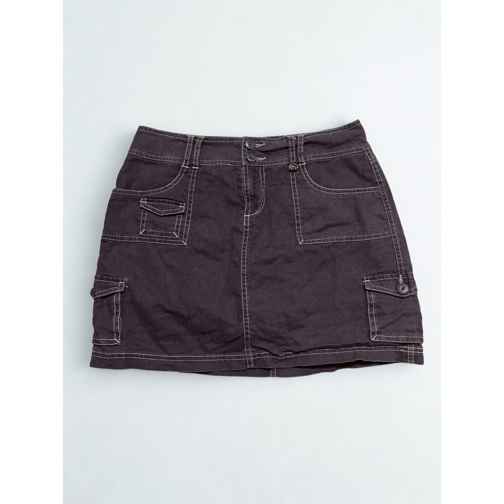 Sonoma Brown Contrast Stitch Utility Cargo Mini Skirt